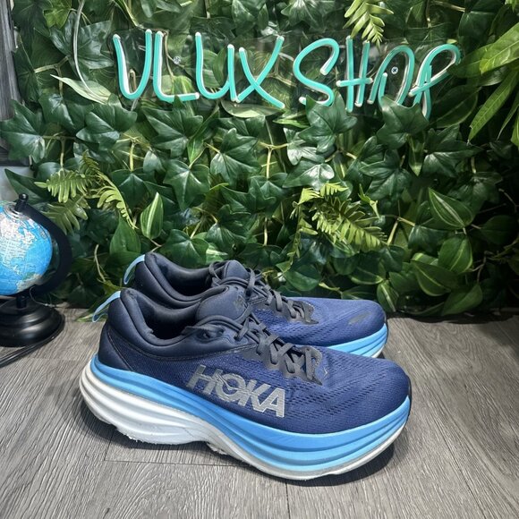 HOKA One One Bondi 8 Shoes Mens Size 9.5 D Blue Outer Space All Aboard Running main image 7